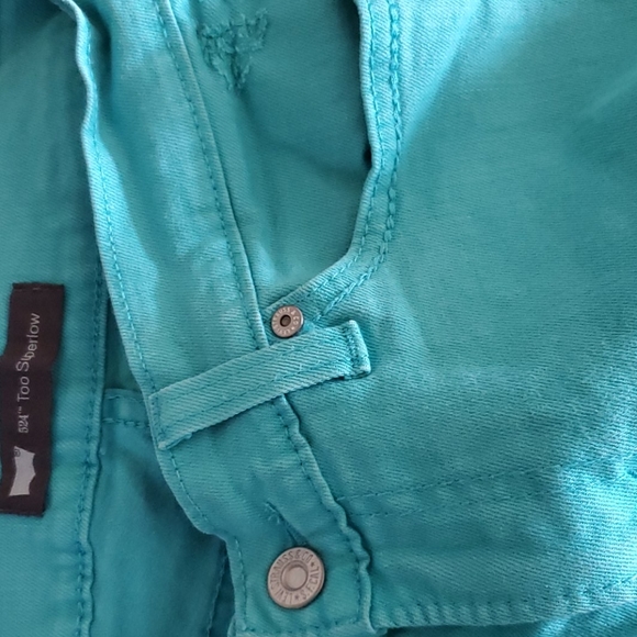 Levi's 524 Too Superlow Turquoise Distressed Jeans - Picture 6 of 6